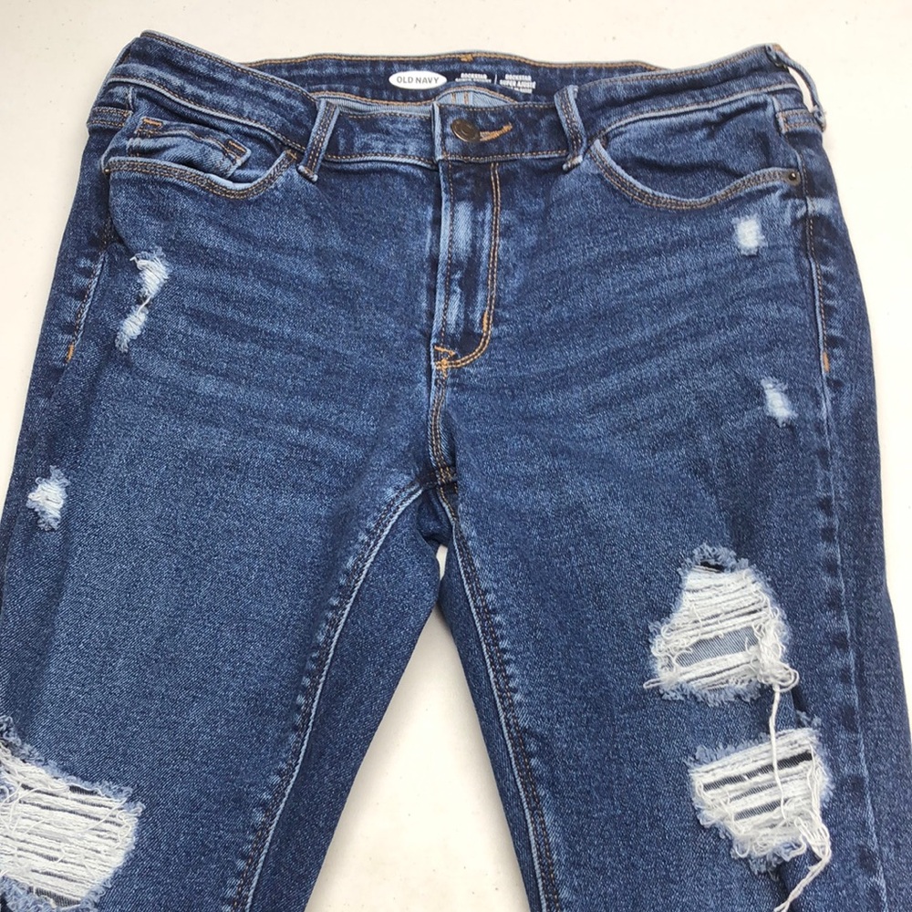 Old Navy Blue Skinny Jeans with Stylish Distressing